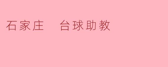 石家庄 台球助教